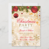 フェスティバル金ゴールドクリスマスホリデーパーティー 招待状 (正面)