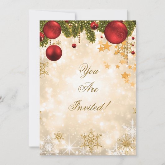 フェスティバル金ゴールドクリスマスホリデーパーティー 招待状 (裏面)