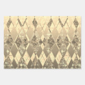 フェスティバル金ゴールドクリスマスレスハーレクイン ラッピングペーパーシート (正面)