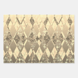 フェスティバル金ゴールドクリスマスレスハーレクイン ラッピングペーパーシート