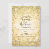 フェスティバル金ゴールドグリッターエレガントウィンターウェディング 招待状 (正面)