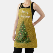 フェスティバル金ゴールドグリッタークリスマスツリーホリデーパーティー エプロン (インサイチュ)