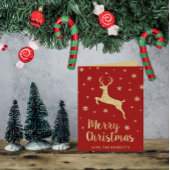 フェスティバル金ゴールドグリッタートナカイのクリスマスフォト シーズンカード