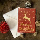 フェスティバル金ゴールドグリッタートナカイのクリスマスフォト シーズンカード