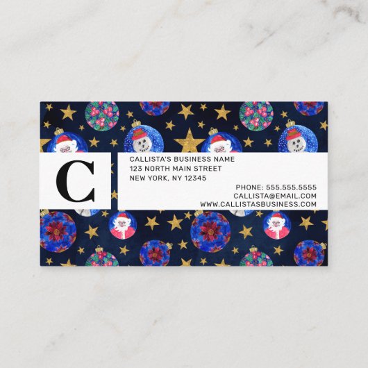 フェスティバル金ゴールドグリッター星オーナメント水色 予約カード (裏面)