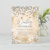 フェスティバル金ゴールドシルバーウィンターONEDERLAND 1st誕生日 招待状 (スタンド正面)