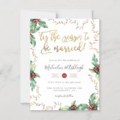 フェスティバル金ゴールドシーズンクリスマス結婚ズ マグネット招待状 (正面)