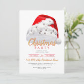 フェスティバル金ゴールドスクリプトサンタハットクリスマスパーティー 招待状 (スタンド正面)