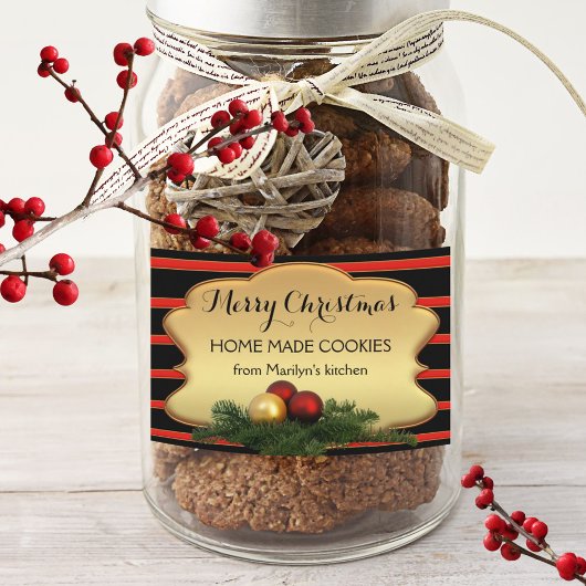 フェスティバル金ゴールドストライプのクリスマスフードラベル フードラベル