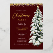 フェスティバル金ゴールドスノーツリークリスマスパーティー 箔招待状 (正面)