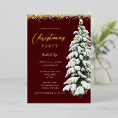 フェスティバル金ゴールドスノーツリークリスマスパーティー 箔招待状 (立ち正面)