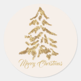 フェスティバル金ゴールドツリーメリークリスマス ラウンドシール