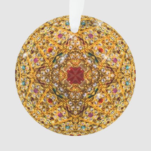 フェスティバル金ゴールドビきらきら光るーズ オーナメント (正面)