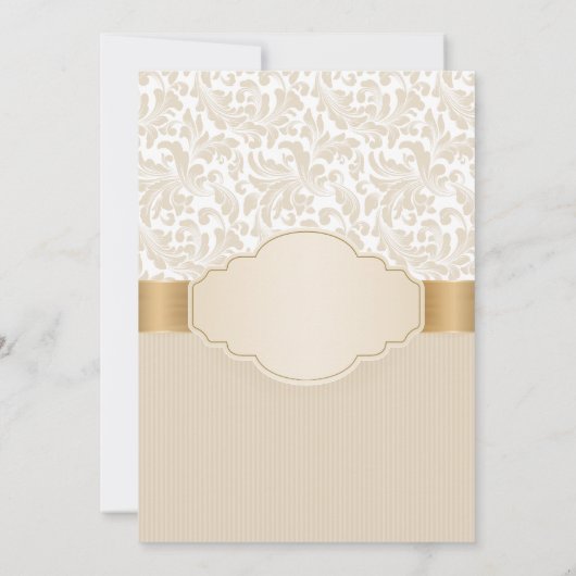 フェスティバル金ゴールドフレーム、ダマスクのストライプ廃止 招待状 (裏面)