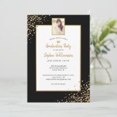 フェスティバル金ゴールドブラックグラードフォト卒業パーティーInv 招待状 (スタンド正面)