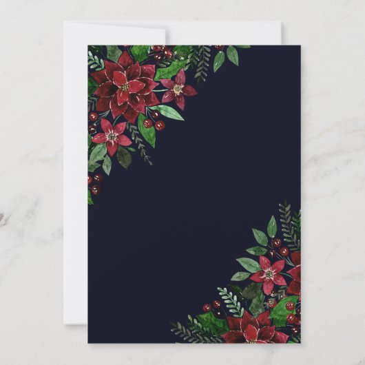 フェスティバル金ゴールドホリデーツリーギフトフローラクリスマス 招待状 (裏面)