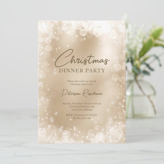 フェスティバル金ゴールドホワイトスノーシエレガントックなクリスマス 招待状 (スタンド正面)