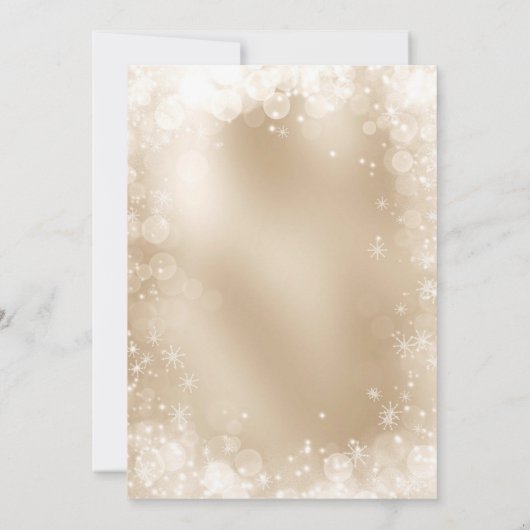 フェスティバル金ゴールドホワイトスノーシエレガントックなクリスマス 招待状 (裏面)