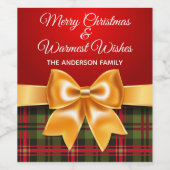 フェスティバル金ゴールドボウクリスマスプレッドラベルセット ワインラベル (シングルラベル)