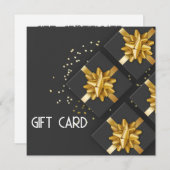 フェスティバル金ゴールドボウモダンブラックギフトボックスギフトカード (正面/裏面)