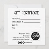 フェスティバル金ゴールドボウモダンブラックギフトボックスギフトカード (裏面)