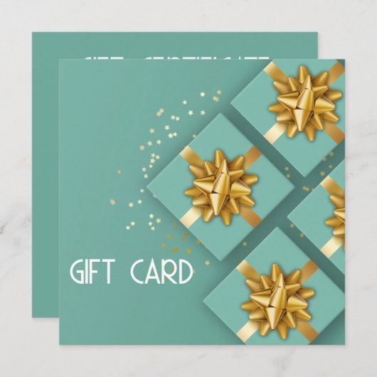 フェスティバル金ゴールドボウモダンミントギフトボックスギフトカード (正面/裏面)