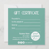 フェスティバル金ゴールドボウモダンミントギフトボックスギフトカード (裏面)