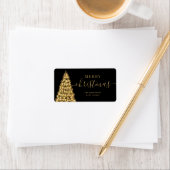 フェスティバル金ゴールドメリークリスマスツリーファミリーホリデー ラベル (インサイチュ)