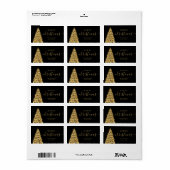 フェスティバル金ゴールドメリークリスマスツリーファミリーホリデー ラベル (フルシート)