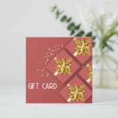 フェスティバル金ゴールドモダン弓赤ギフトボックスギフトカード (スタンド正面)