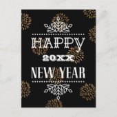 フェスティバル金ゴールドモダンFireworksおもしろいスクリプトビジネス ポストカード (正面)