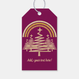 フェスティバル金ゴールドレインボーきらめくモールツリーズ ギフトタグ