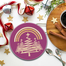 フェスティバル金ゴールドレインボーきらめくモールツリーズ コースター