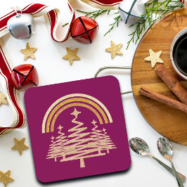 フェスティバル金ゴールドレインボーきらめくモールツリーズ コースター