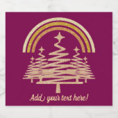 フェスティバル金ゴールドレインボーきらめくモールツリーズ スパークリングワインラベル (シングルラベル)