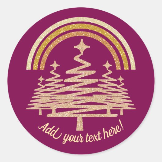 フェスティバル金ゴールドレインボーきらめくモールツリーズ ラウンドシール (正面)