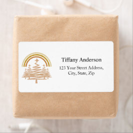 フェスティバル金ゴールドレインボーモールツリーシッピング ラベル