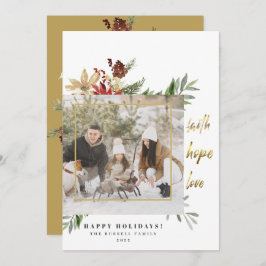 フェスティバル金ゴールド信仰ホープ愛2つの写真クリスマス シーズンカード