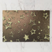 フェスティバル金ゴールド星の光沢のあるテクスチャランチョンマット ペーパーパッド (正面)
