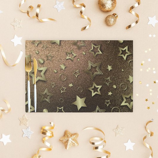 フェスティバル金ゴールド星の光沢のあるテクスチャランチョンマット ペーパーパッド