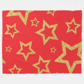 フェスティバル金ゴールド星赤の背景 フリースブランケット (正面(横))