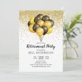 フェスティバル金ゴールド白黒退職招待状 招待状 (スタンド正面)