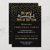 フェスティバル金ゴールド紙吹雪ドットクリスマスパーティー 招待状 (正面/裏面)