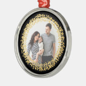 フェスティバル金ゴールド紙吹雪フォトホリデークリスマス メタルオーナメント (左)