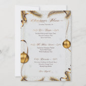 フェスティバル金ゴールド&ホワイトクリスマスディナーメニュー 招待状 (正面)