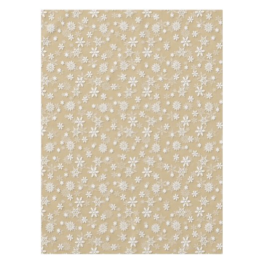 フェスティバル金ゴールド&ホワイトクリスマスホリデースノーフレーク テーブルクロス (正面)