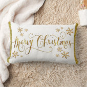 フェスティバル金ゴールド、ホワイト、メリークリスマス ランバークッション (ブランケット)