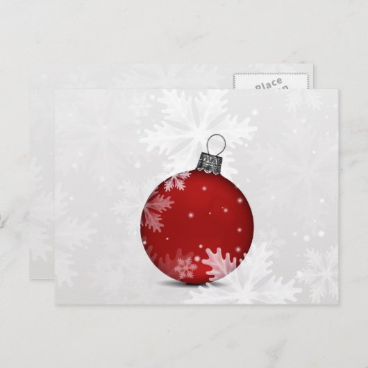 フェスティバル銀レッドオーナメントホリデーカード シーズンポストカード (正面/裏面)