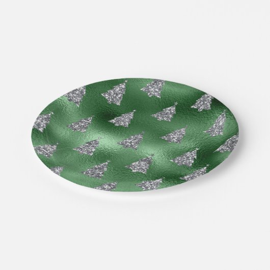 フェスティバル銀色の木 ペーパープレート (アングル)