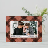 フェスティバル銅とバラ金ゴールドタータンチェックPlaid写真 箔シーズンカード (立ち正面)